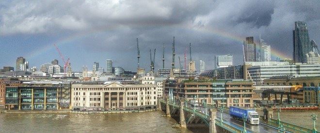 Rainbow and Cranes